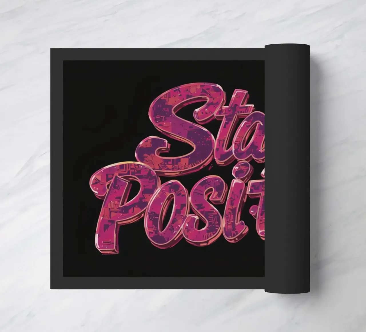 "Positiv bleiben" Glänzend strukturierter Text auf Schwarz Fußmatte von DesignDoodle