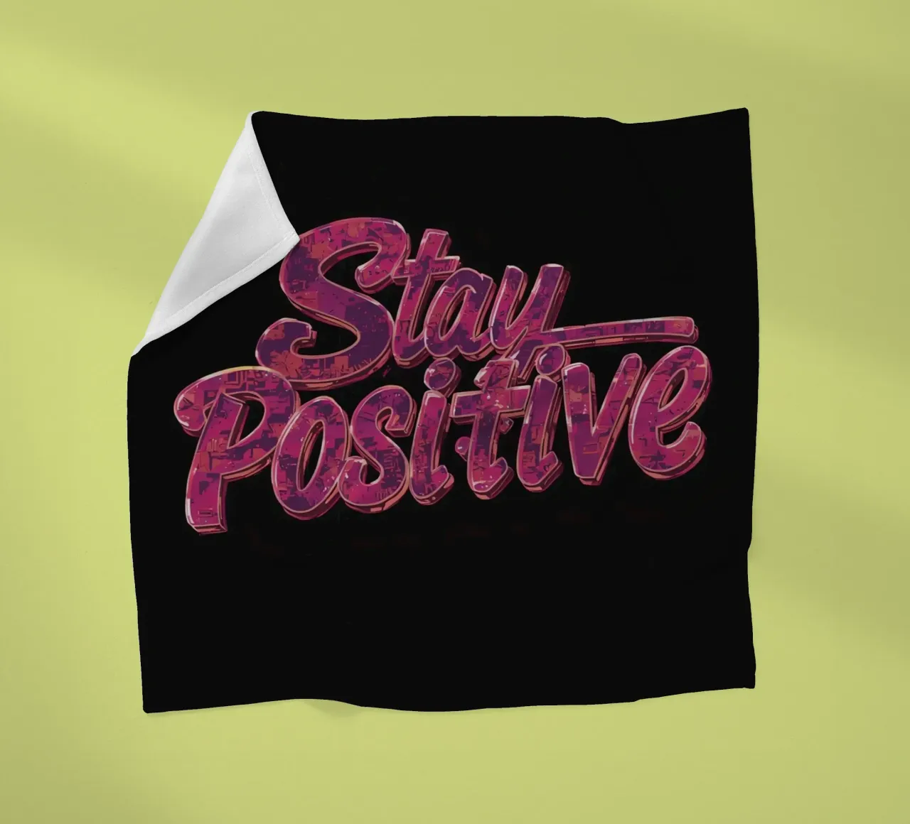 "Positiv bleiben" Glänzend strukturierter Text auf Schwarz Fleecedecke von DesignDoodle
