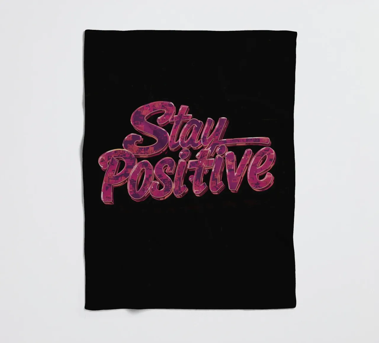 "Positiv bleiben" Glänzend strukturierter Text auf Schwarz Fleecedecke von DesignDoodle