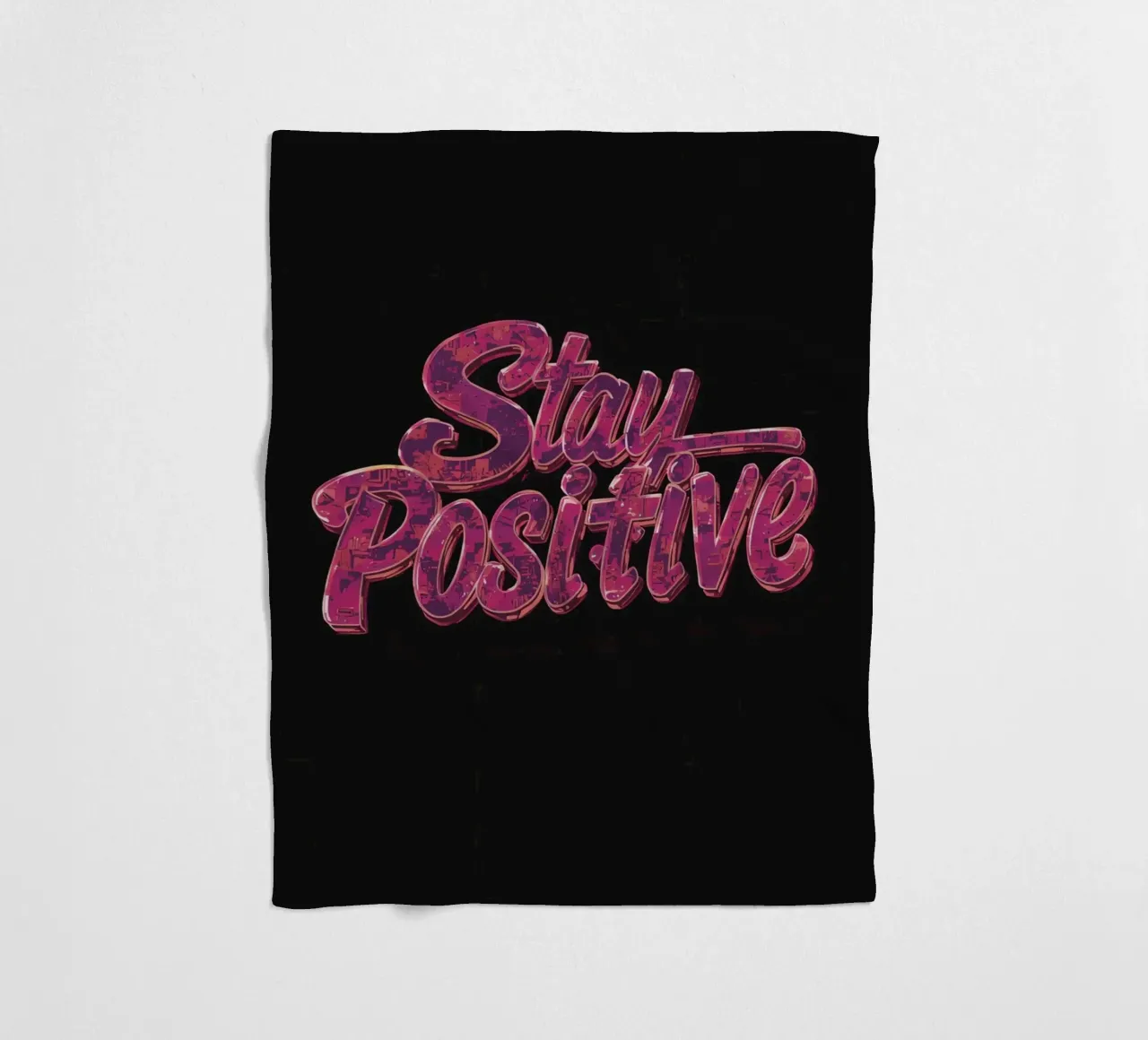 "Positiv bleiben" Glänzend strukturierter Text auf Schwarz Fleecedecke von DesignDoodle