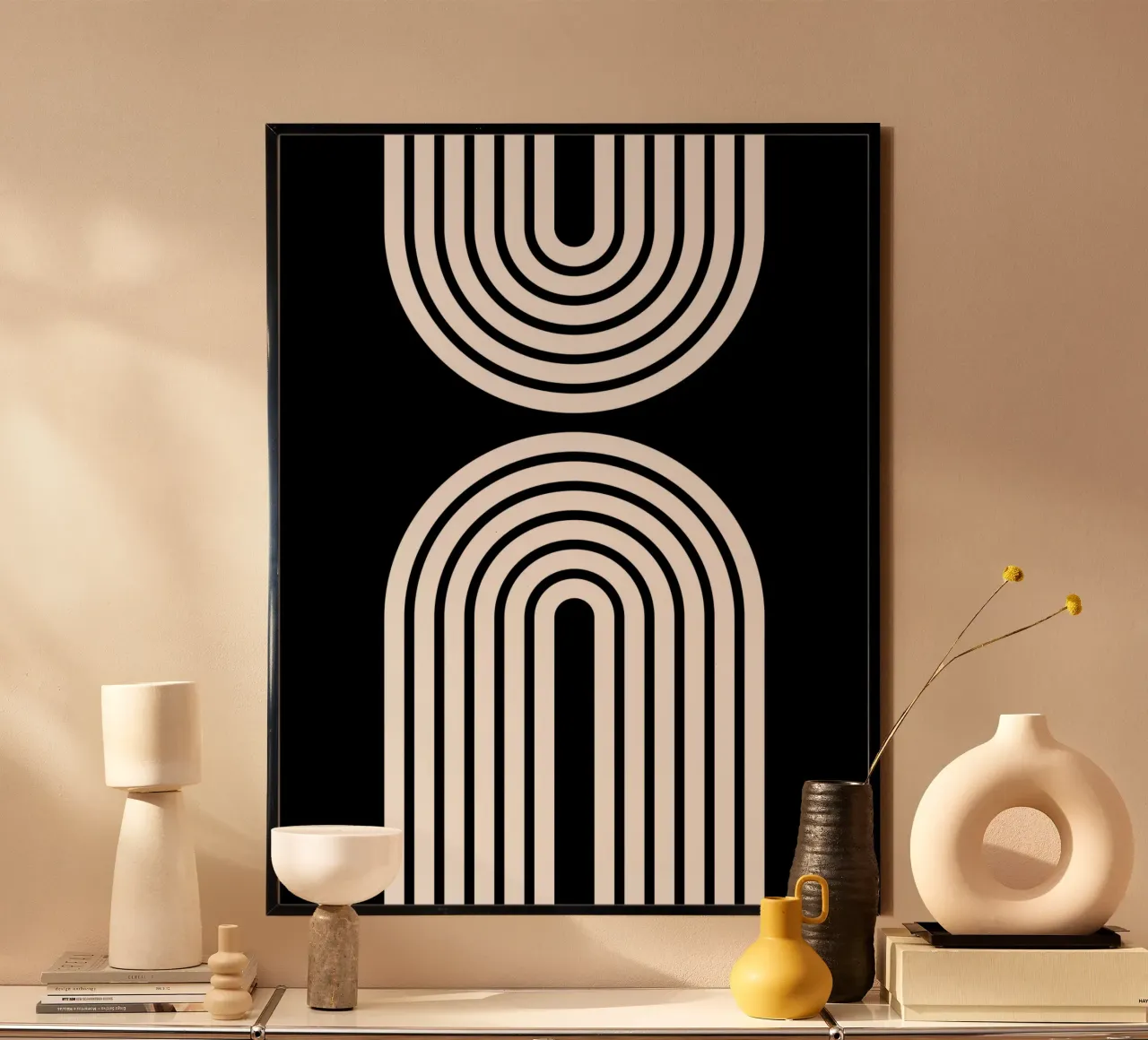 Archi geometrici minimalisti in grassetto 2 | Bianco su nero carta hahnemühle da Beauty in Simplicity
