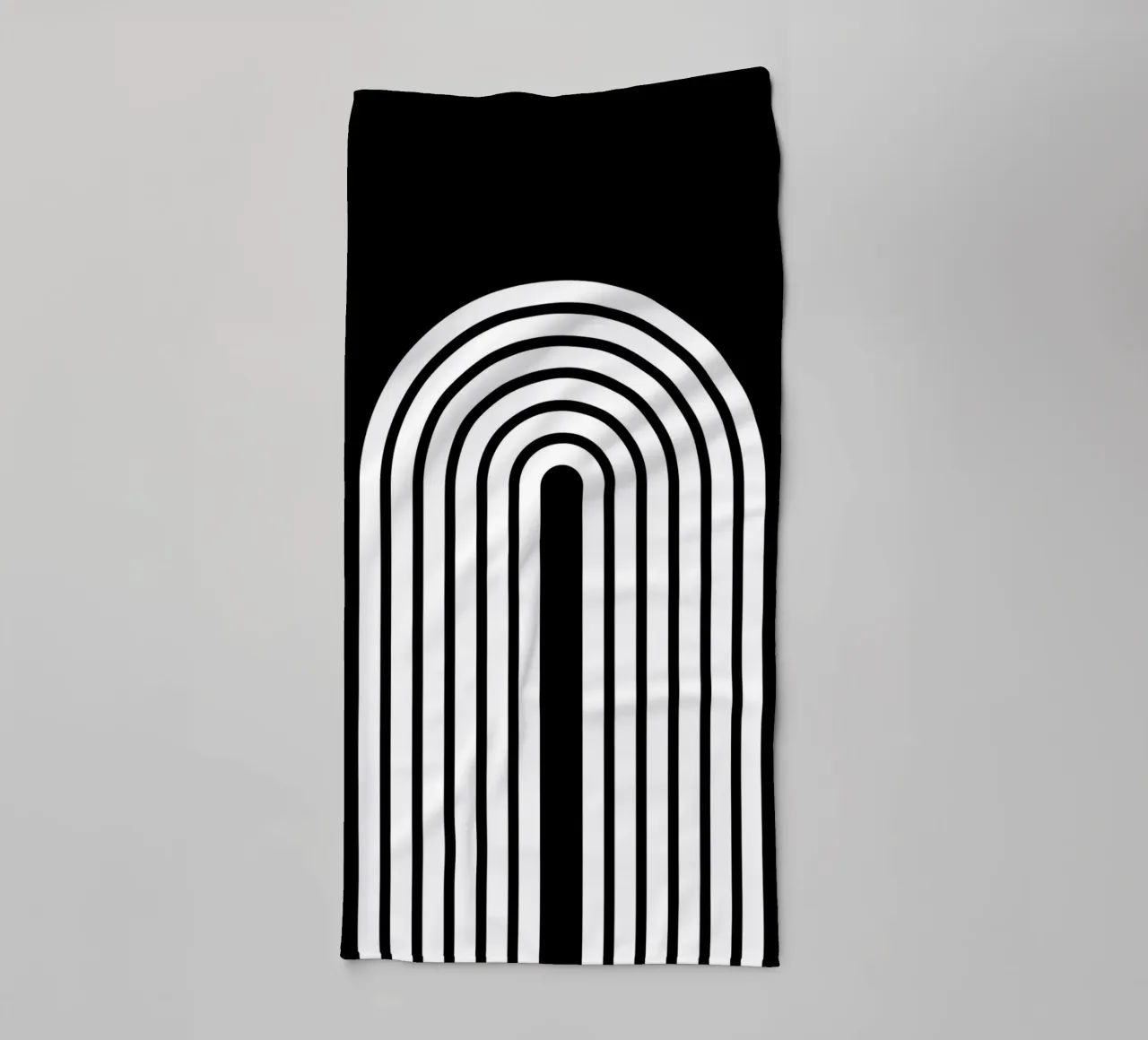 Arco geometrico minimale in grassetto bianco su nero asciugamano da bagno da Beauty in Simplicity