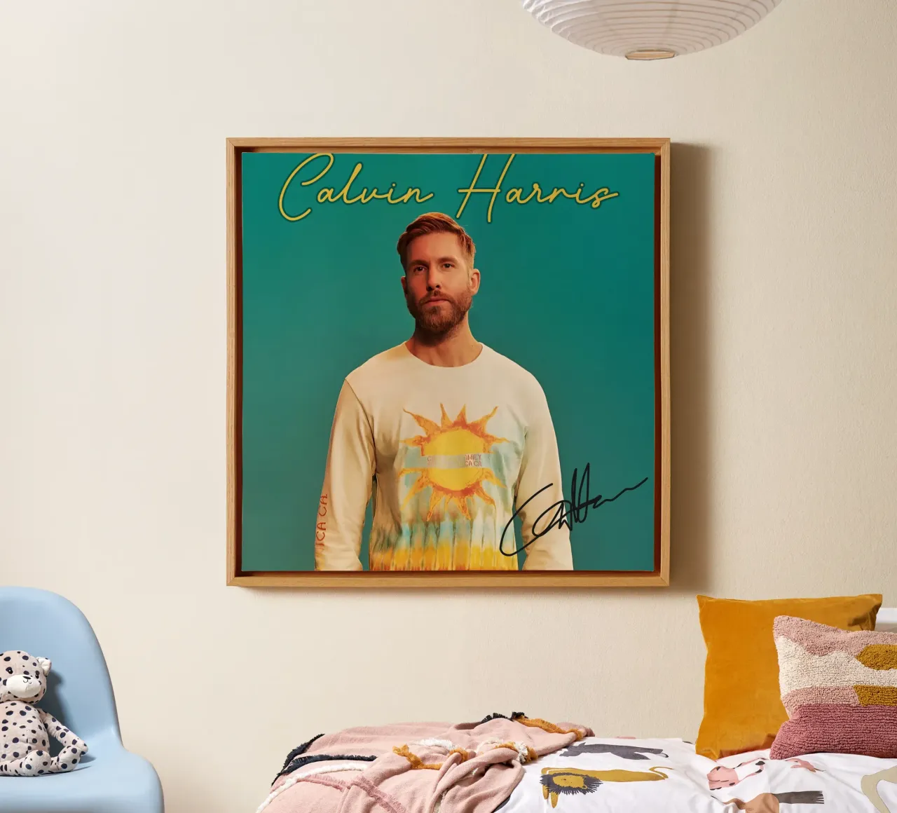 Calvin Harris - signature canvas with Floater frame by grass.studio_