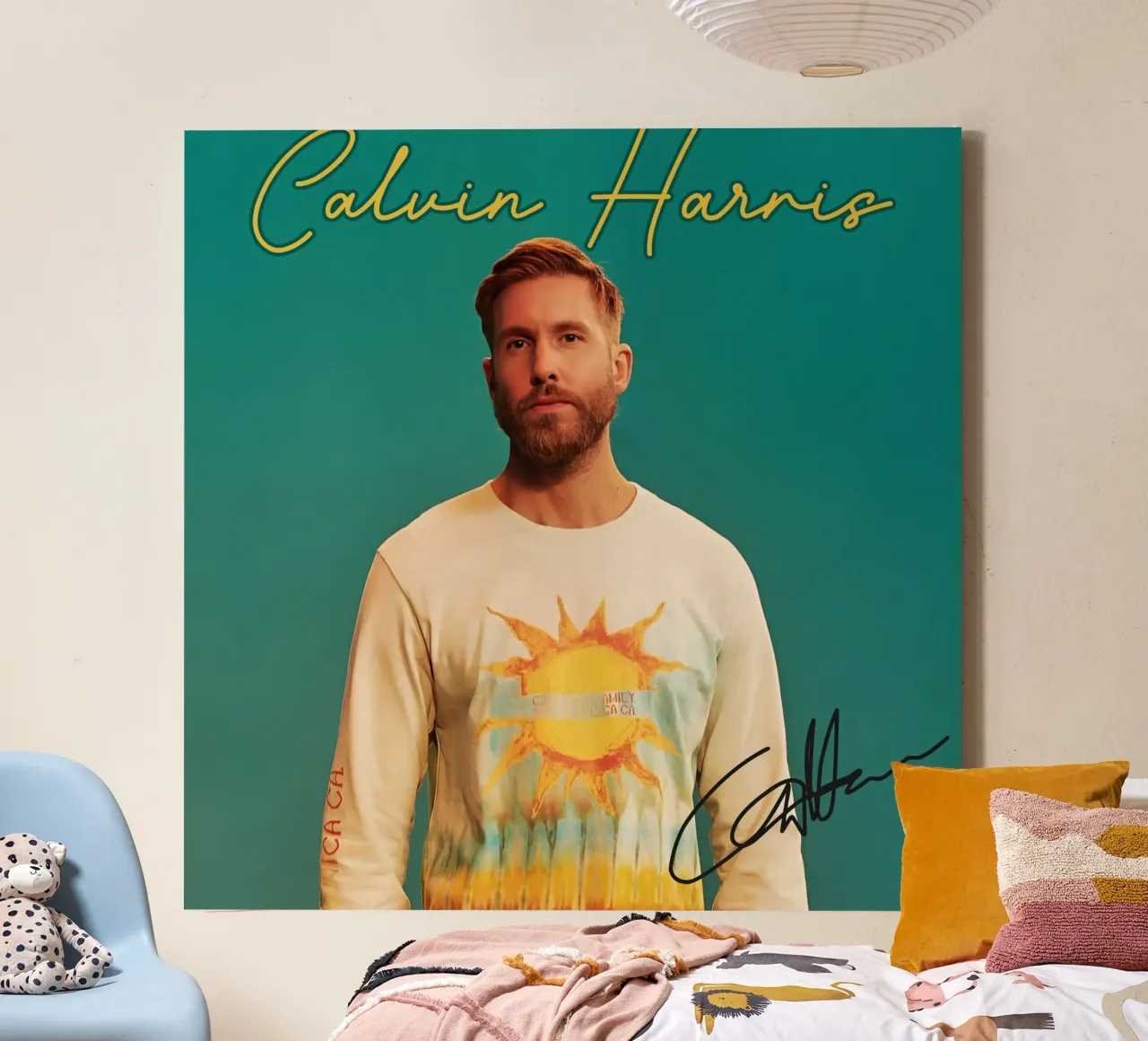 Calvin Harris - signature canvas with Floater frame by grass.studio_