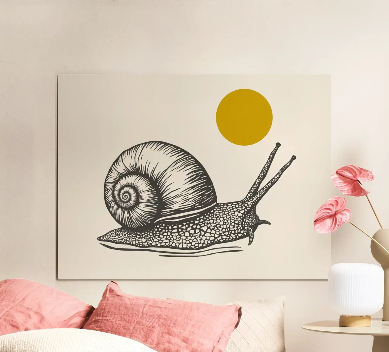 Snail poster con telaio in legno da Indigo Rain