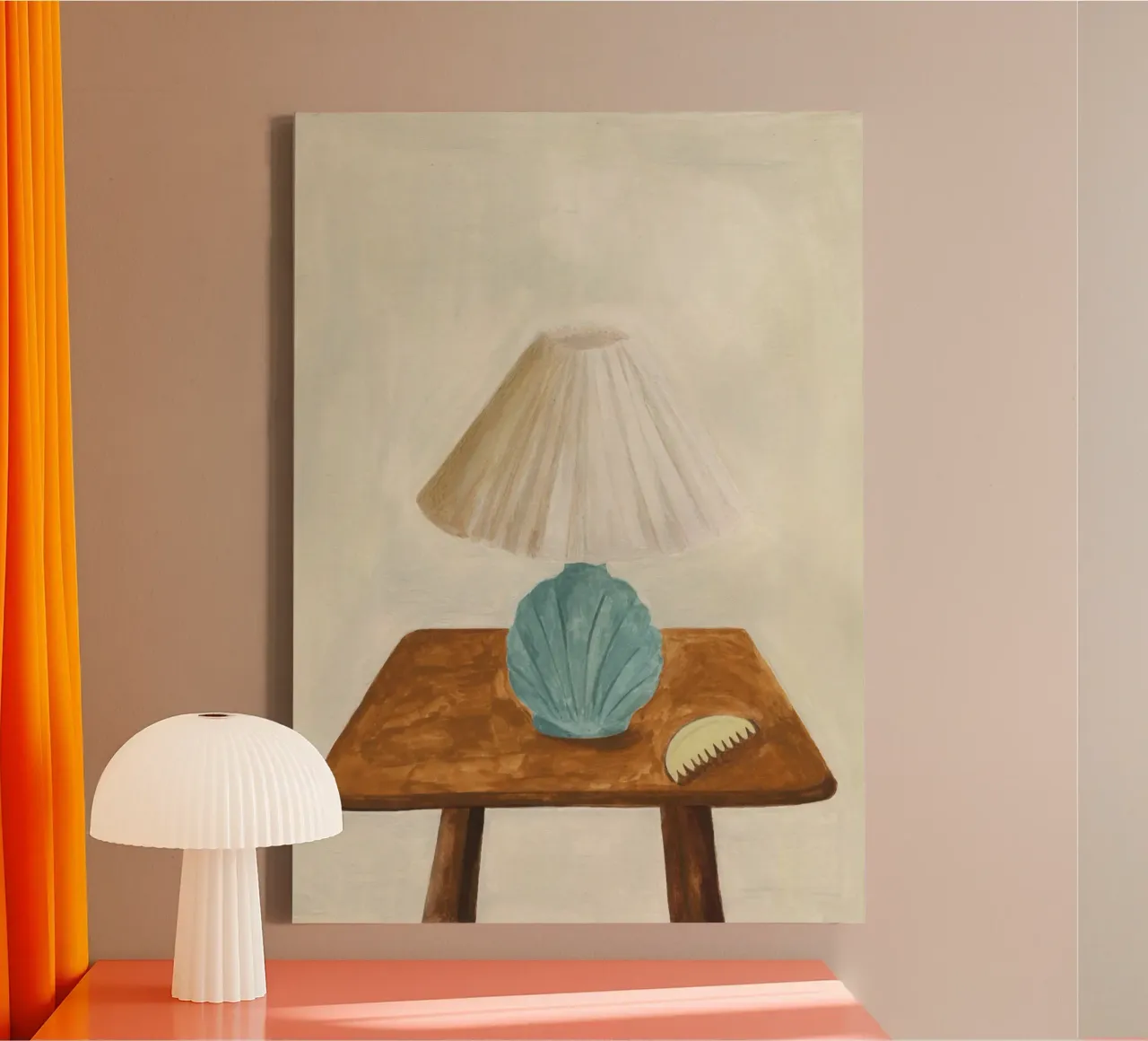 Shell Lamp with Comb tela con Cornice a cassetta da Isabelle Vandeplassche