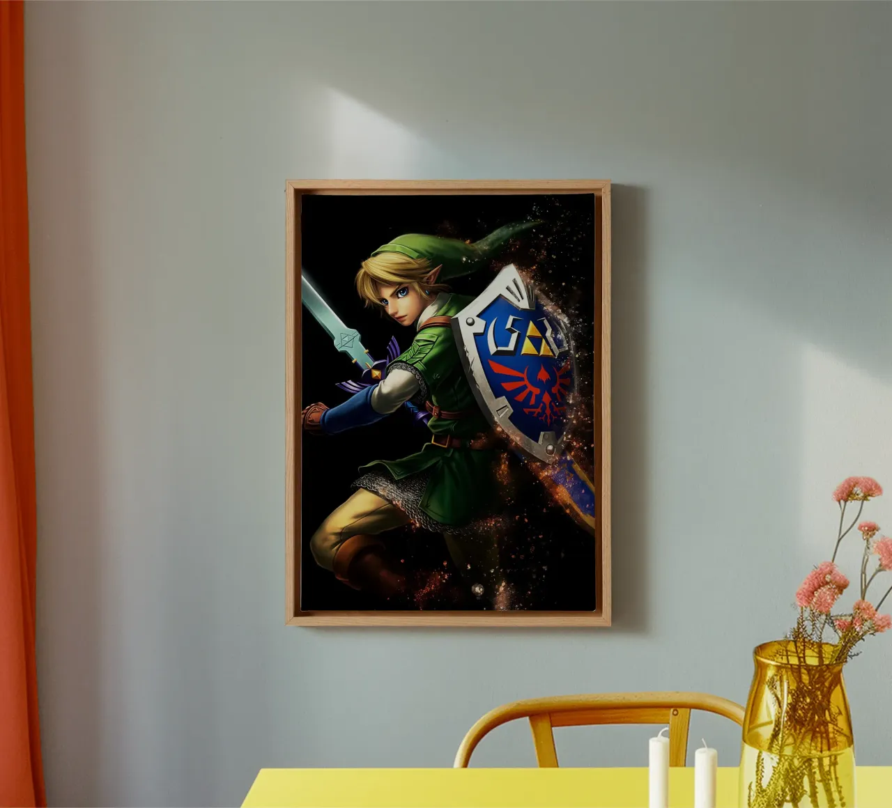 Link The Legend of Zelda canvas with Floater frame by Fleur de Lys