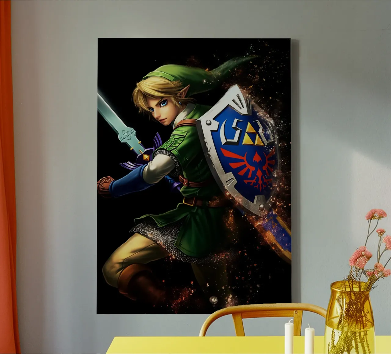 Link The Legend of Zelda canvas with Floater frame by Fleur de Lys