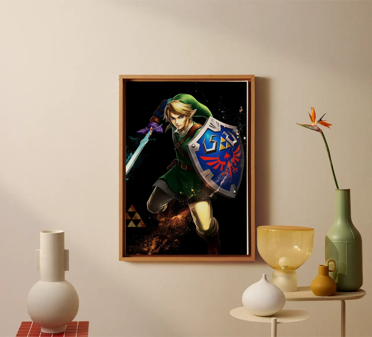 Link The Legend of Zelda canvas with Floater frame by Fleur de Lys