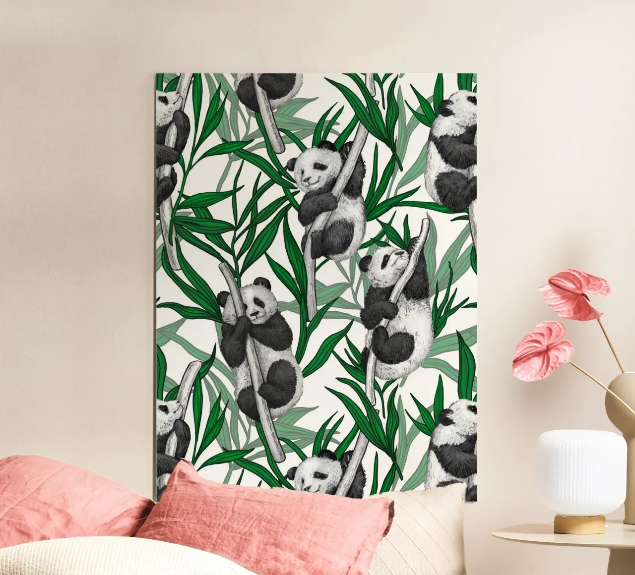 Cuccioli di panda sul bianco poster da Painted Nature