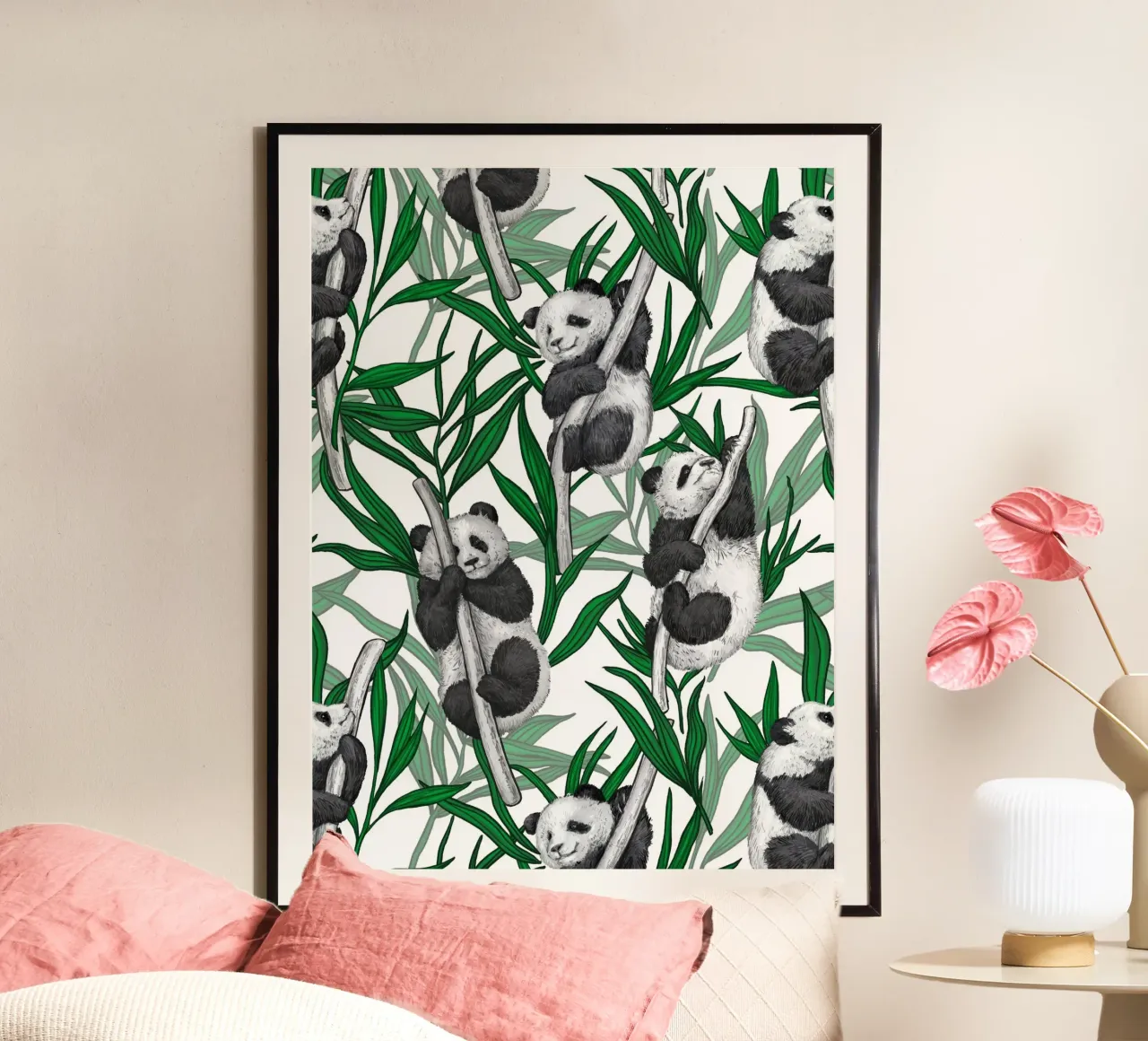 Cuccioli di panda sul bianco poster da Painted Nature