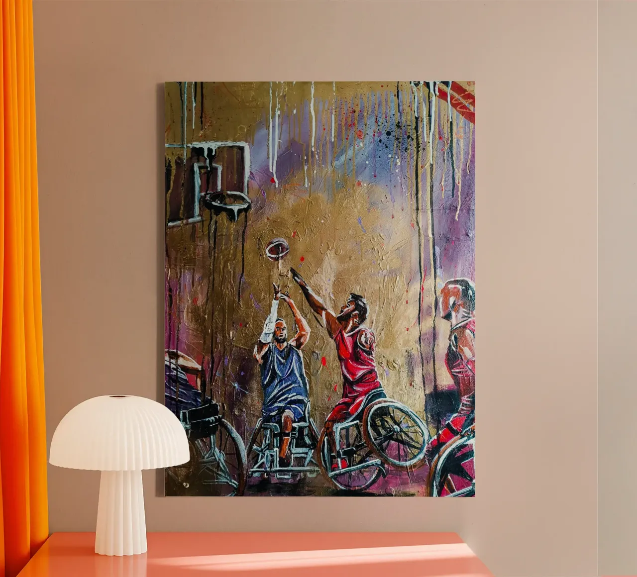 Rollstuhl-Basketball canvas with Floater frame by Hirschbild