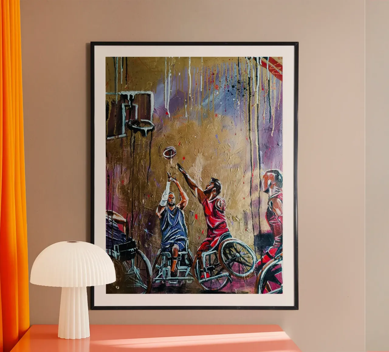 Rollstuhl-Basketball poster con telaio in legno da Hirschbild