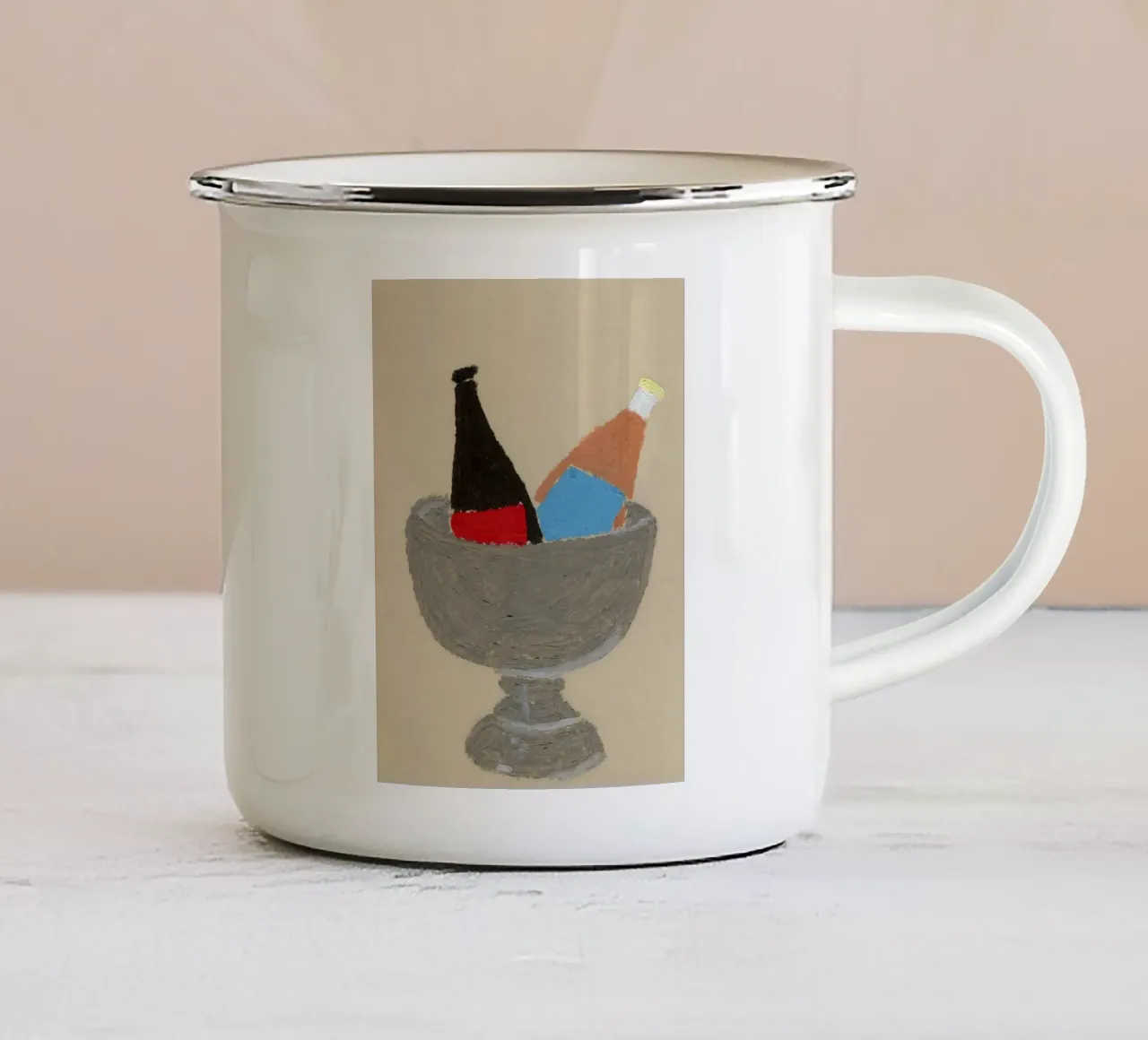 Two Bottles tazza in smalto da Isabelle Vandeplassche