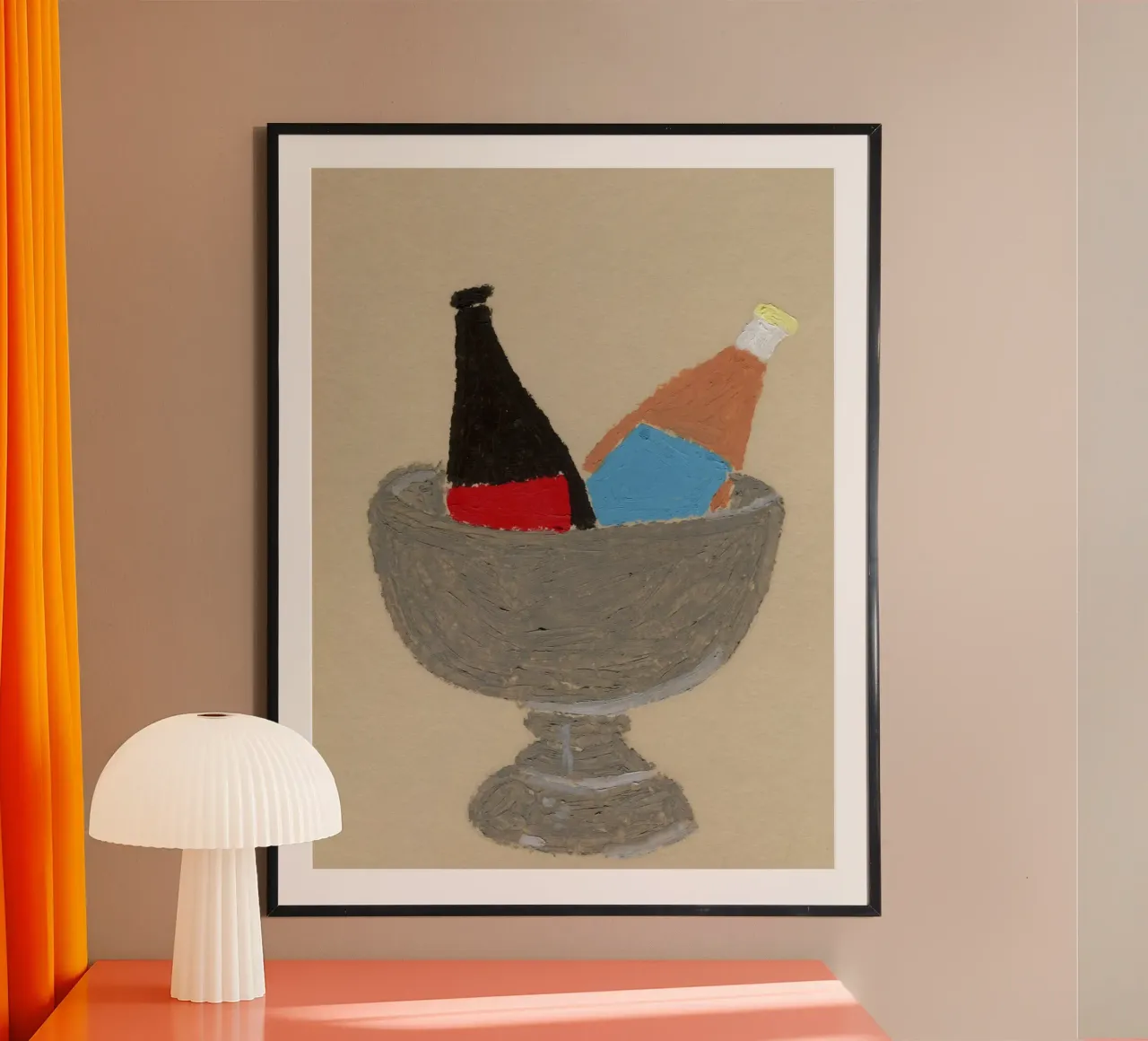 Two Bottles poster con telaio in alluminio da Isabelle Vandeplassche