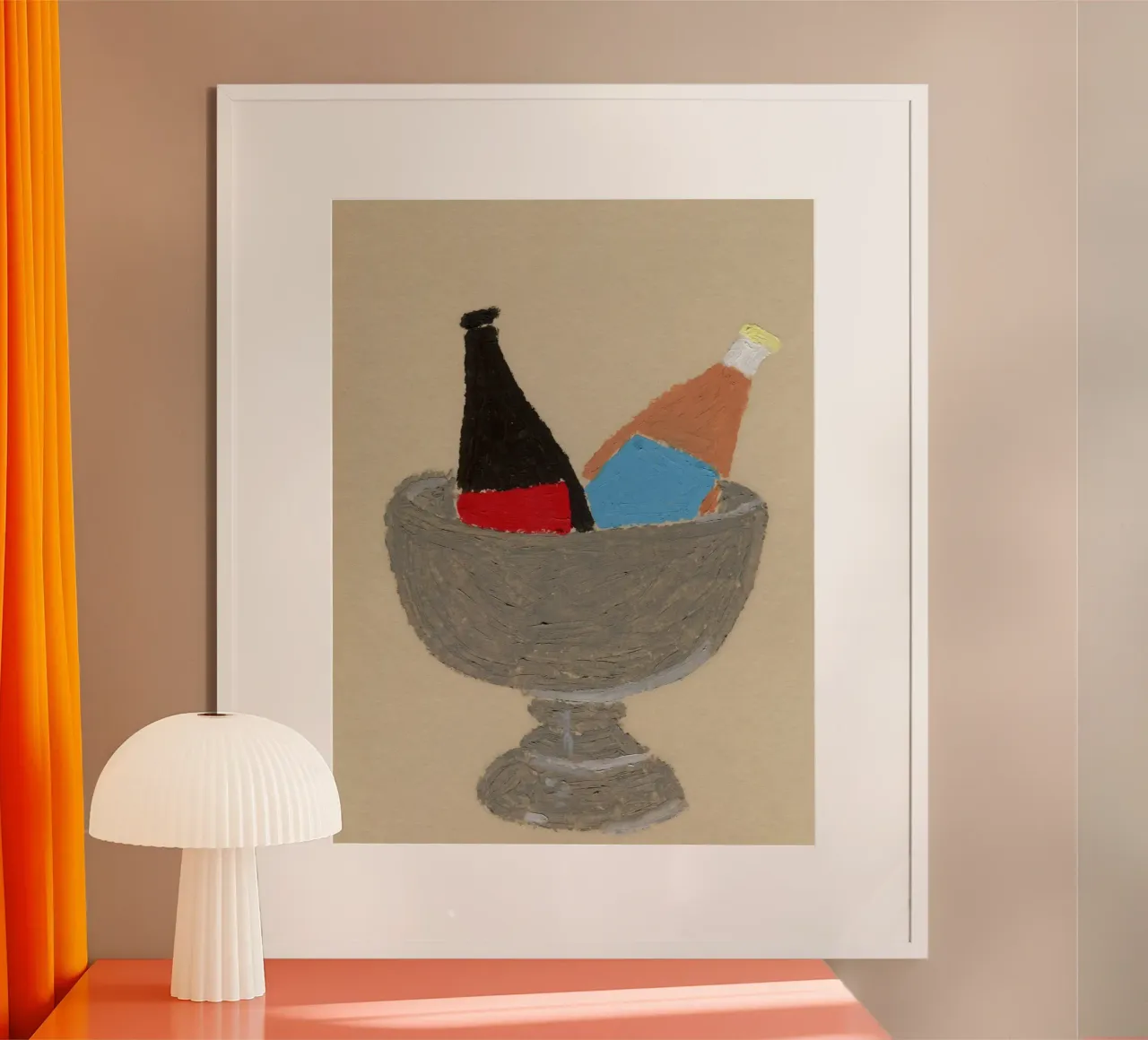 Two Bottles poster con telaio in alluminio da Isabelle Vandeplassche