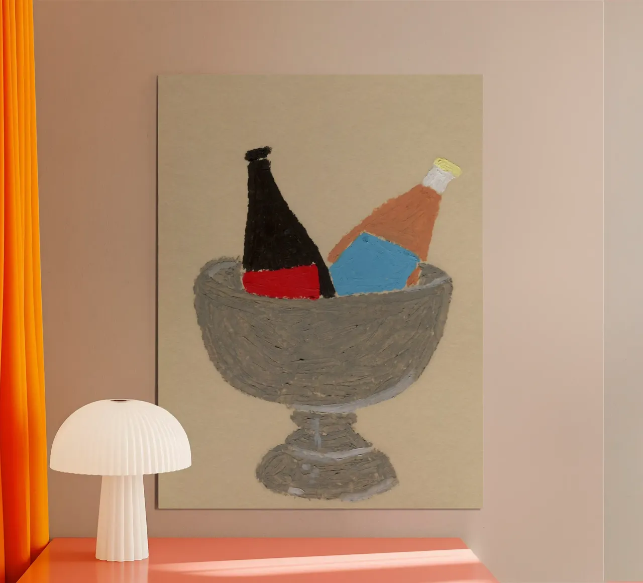 Two Bottles poster con telaio in alluminio da Isabelle Vandeplassche