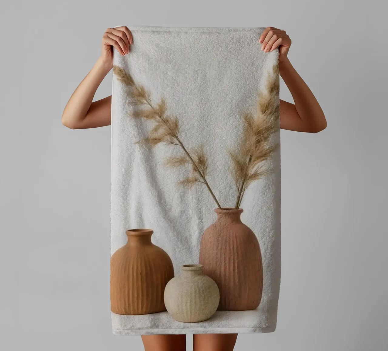 Three Vases with Pampas Grass towel by DesignDoodle