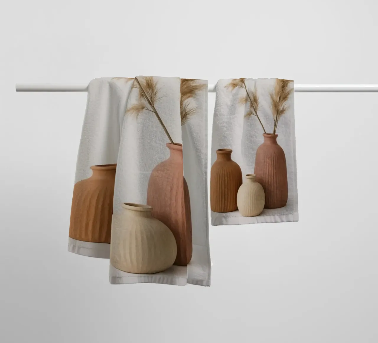 Three Vases with Pampas Grass towel by DesignDoodle