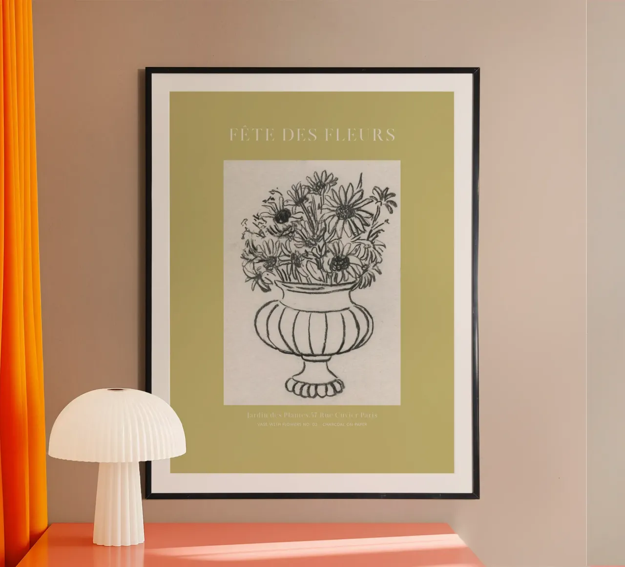 Fête des Fleurs poster con telaio in legno da Isabelle Vandeplassche