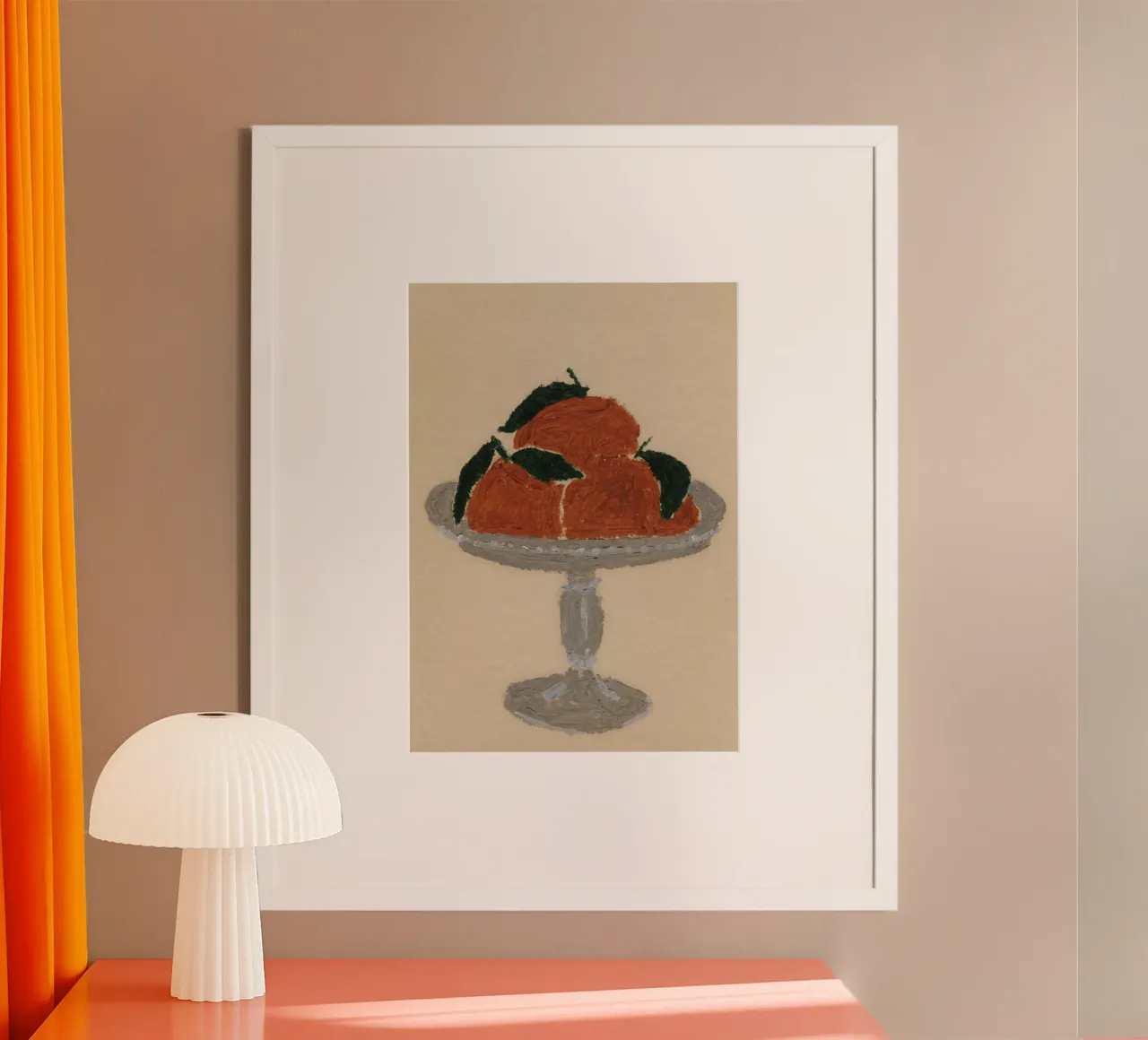 Bowl with 3 Oranges poster con telaio in alluminio da Isabelle Vandeplassche