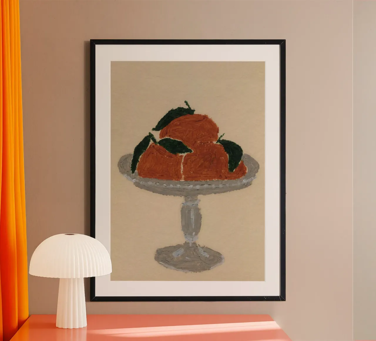 Bowl with 3 Oranges poster con telaio in alluminio da Isabelle Vandeplassche