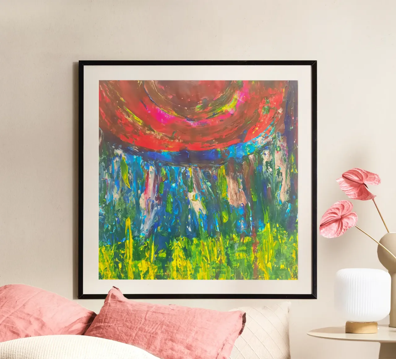 Pittura astratta con colori primari e variazioni poster con telaio in alluminio da Cohe studio