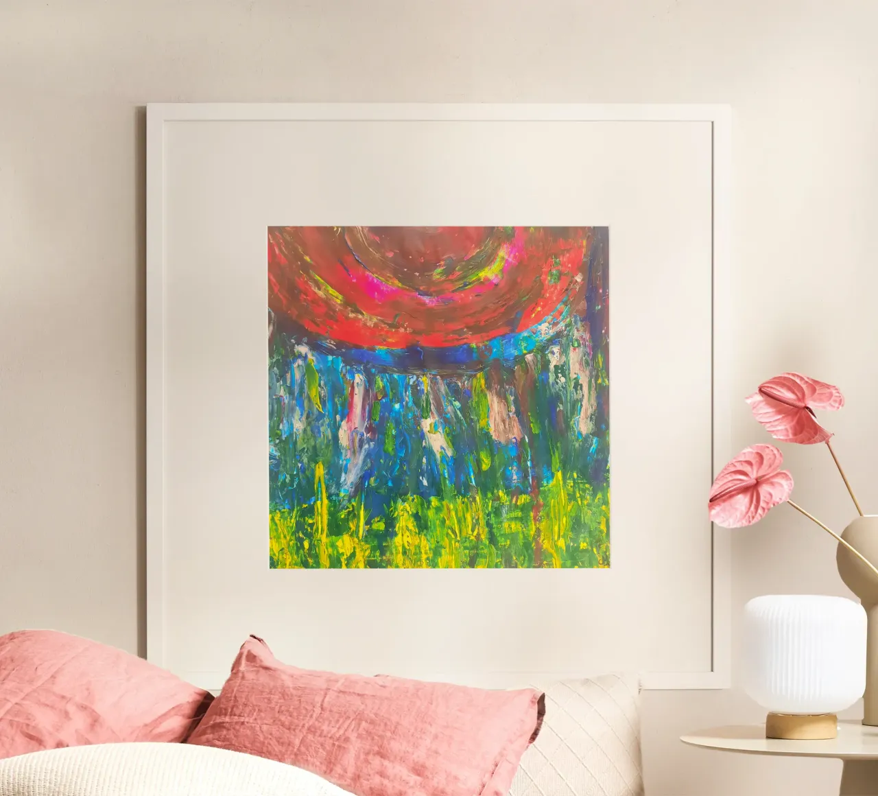 Pittura astratta con colori primari e variazioni poster con telaio in alluminio da Cohe studio
