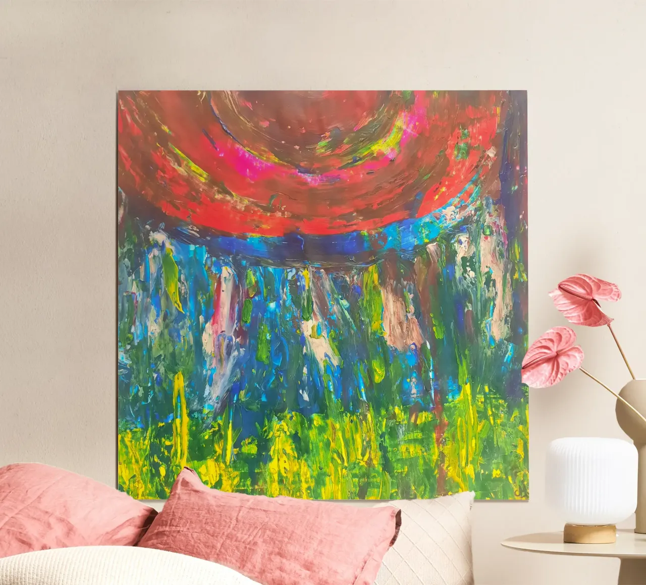 Pittura astratta con colori primari e variazioni poster con telaio in alluminio da Cohe studio