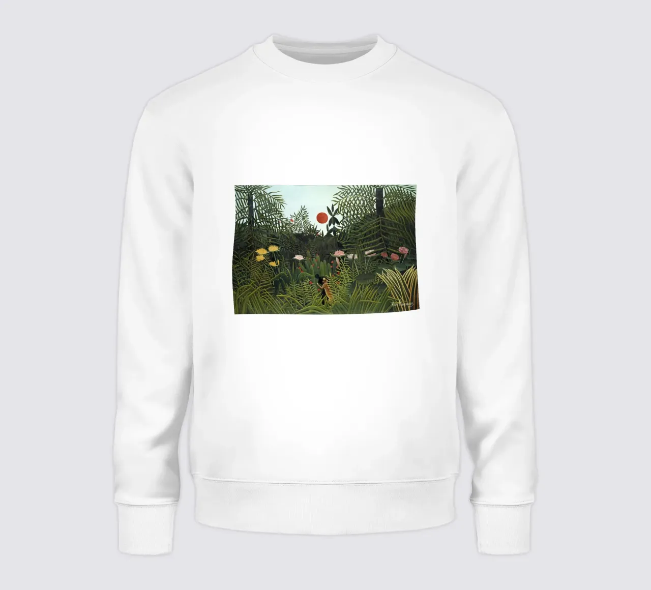 Foresta vergine con tramonto di Henri Rousseau felpa da Jolie Prints