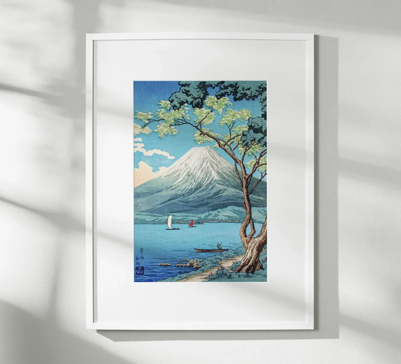 Il Monte Fuji dal lago Yamanaka di Hiroaki Takahashi poster con telaio in plastica da Art History