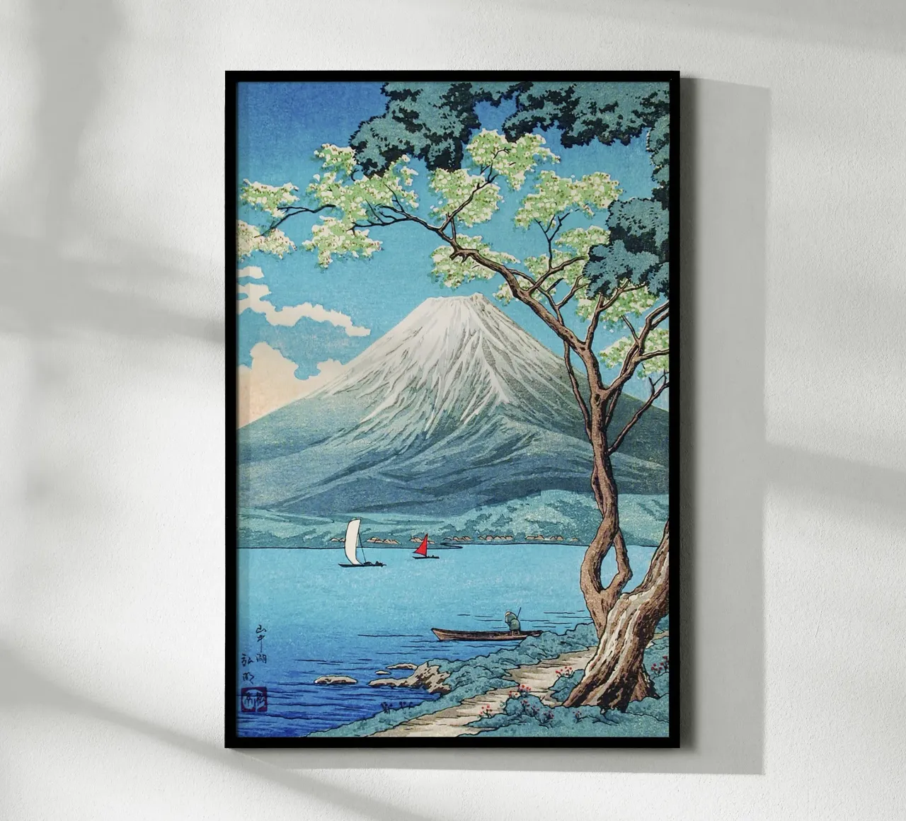 Il Monte Fuji dal lago Yamanaka di Hiroaki Takahashi poster con telaio in plastica da Art History