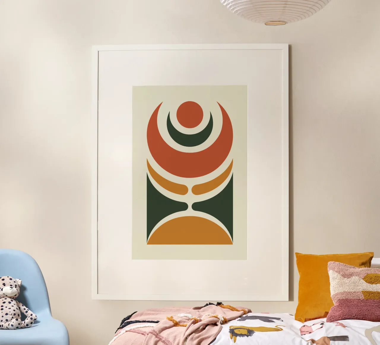 Crescent Moon with Flowing Bands poster con telaio in plastica da LisaArtes