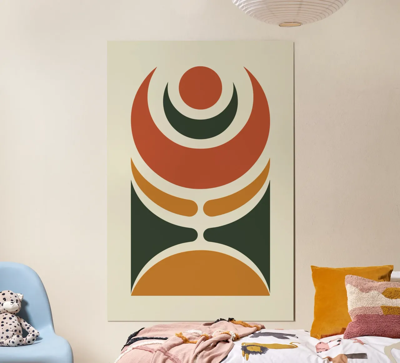 Crescent Moon with Flowing Bands poster con telaio in plastica da LisaArtes
