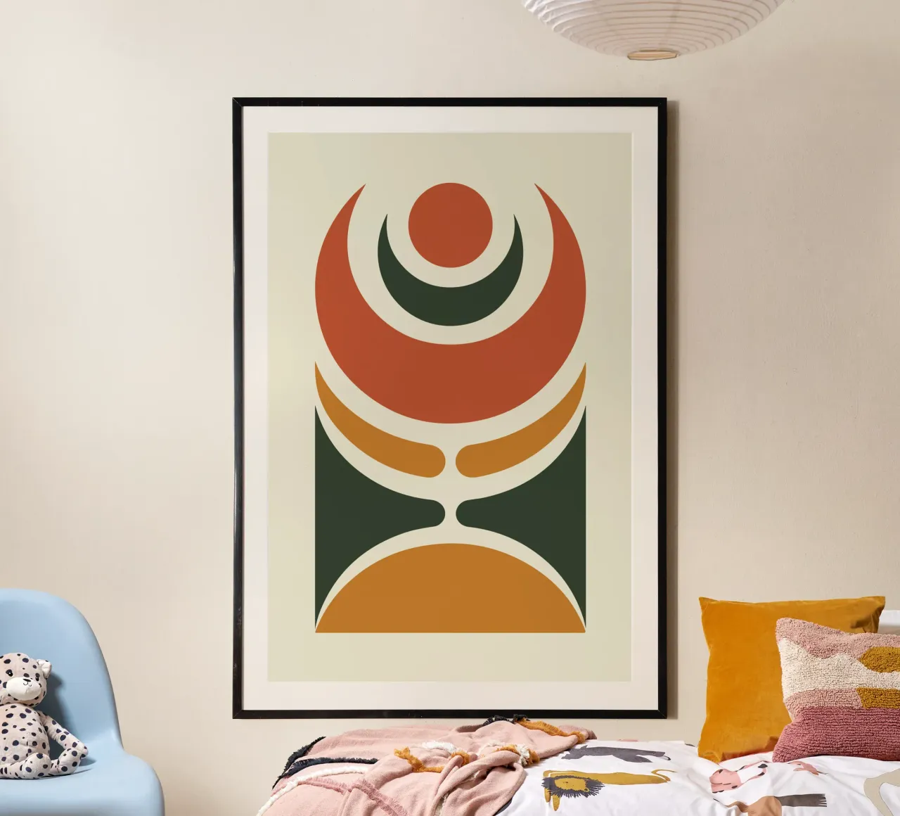 Crescent Moon with Flowing Bands poster con telaio in plastica da LisaArtes