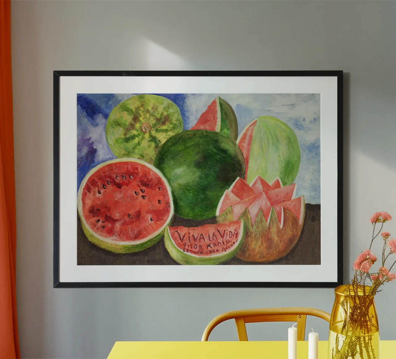 Viva la Vida di Frida Kahlo (1954) poster con telaio in legno da Chérie Prints