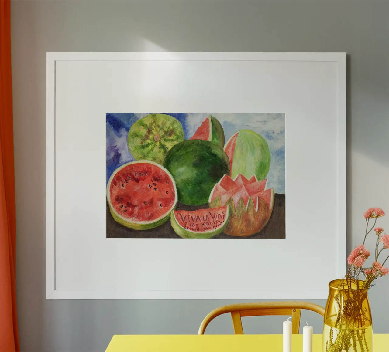 Viva la Vida di Frida Kahlo (1954) poster con telaio in legno da Chérie Prints
