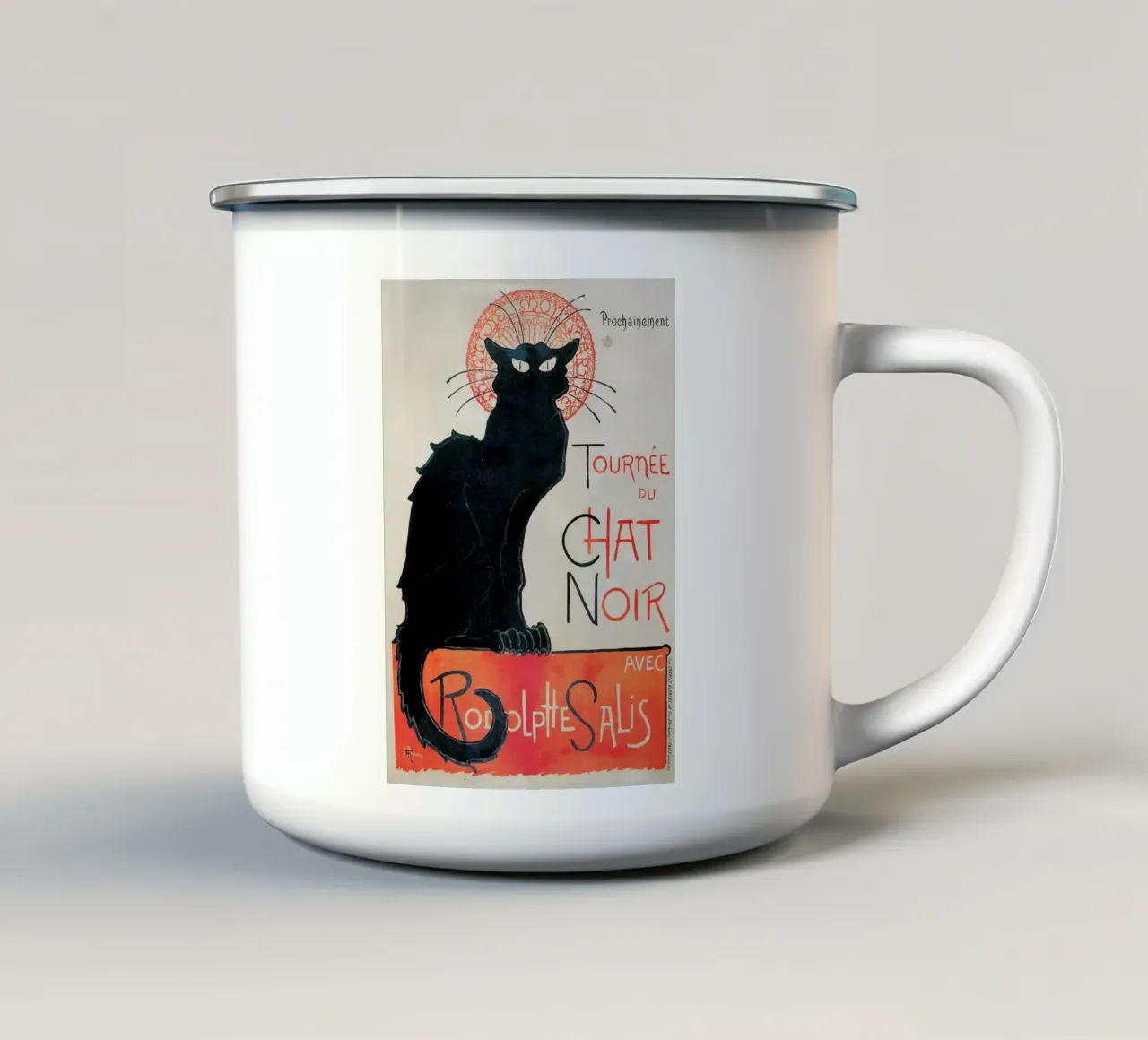 Tour dello Chat Noir di Théophile-Alexandre Steinle tazza in smalto da Chérie Prints
