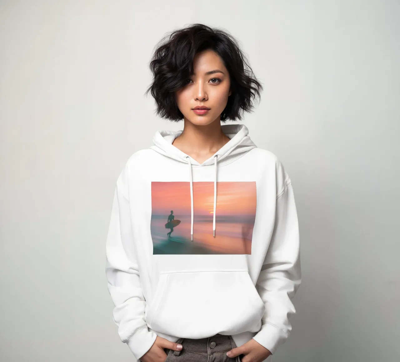 Le Surfeur Seul felpa con cappuccio da ICONICA Art Studio