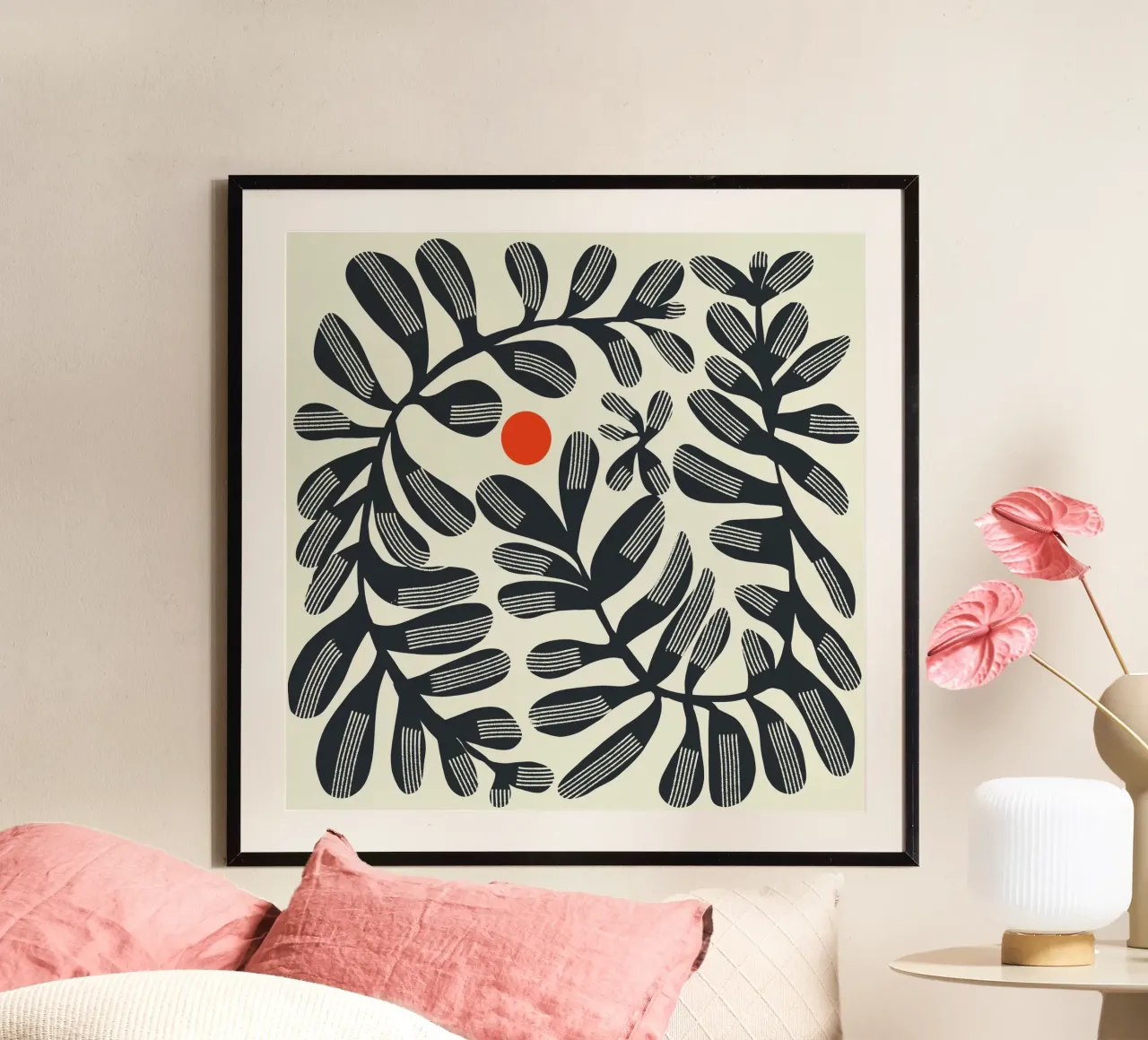 Fogliame e sole poster con telaio in alluminio da Little Dean