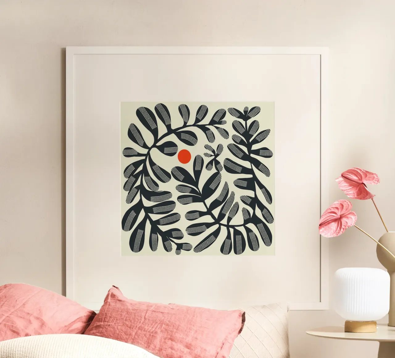 Fogliame e sole poster con telaio in alluminio da Little Dean
