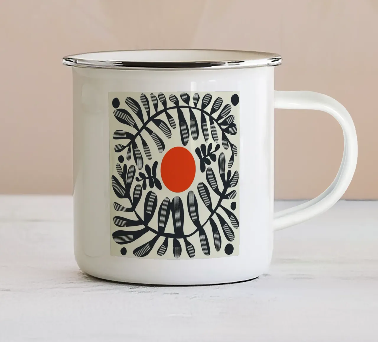 Fogliame e sole 02 tazza in smalto da Little Dean