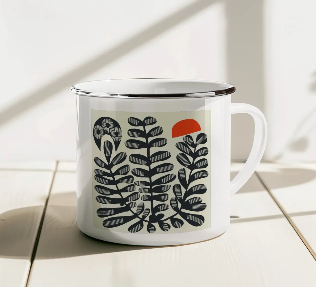 Fogliame e sole 03 tazza in smalto da Little Dean