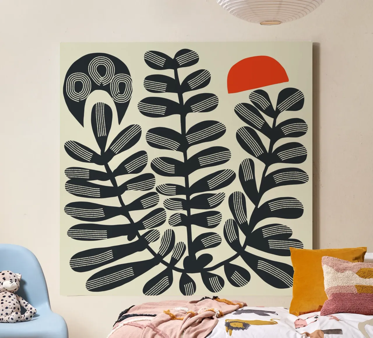 Bladeren en zon 03 canvas met Baklijst van Little Dean