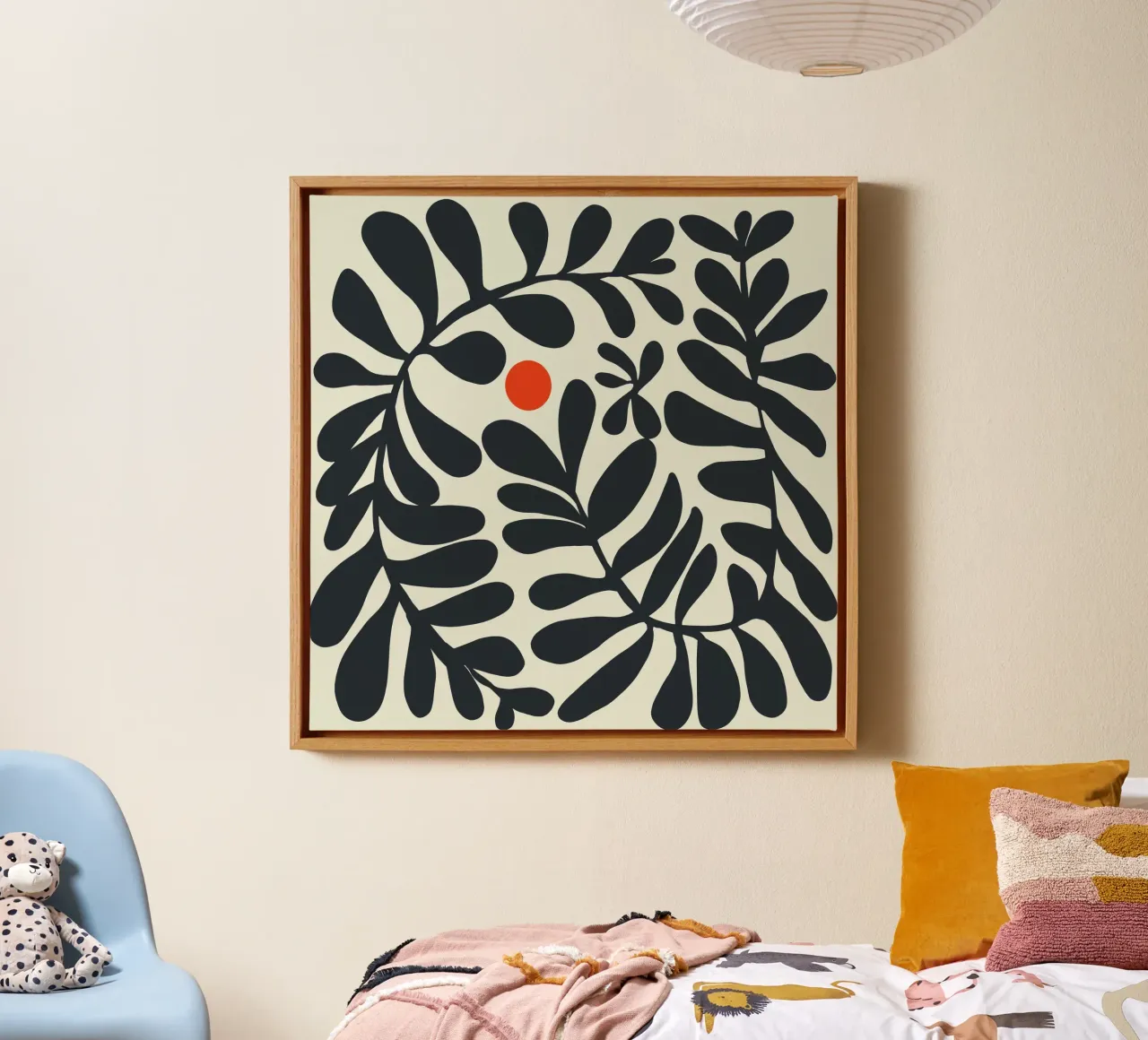 Bladeren en zon 04 canvas met Baklijst van Little Dean