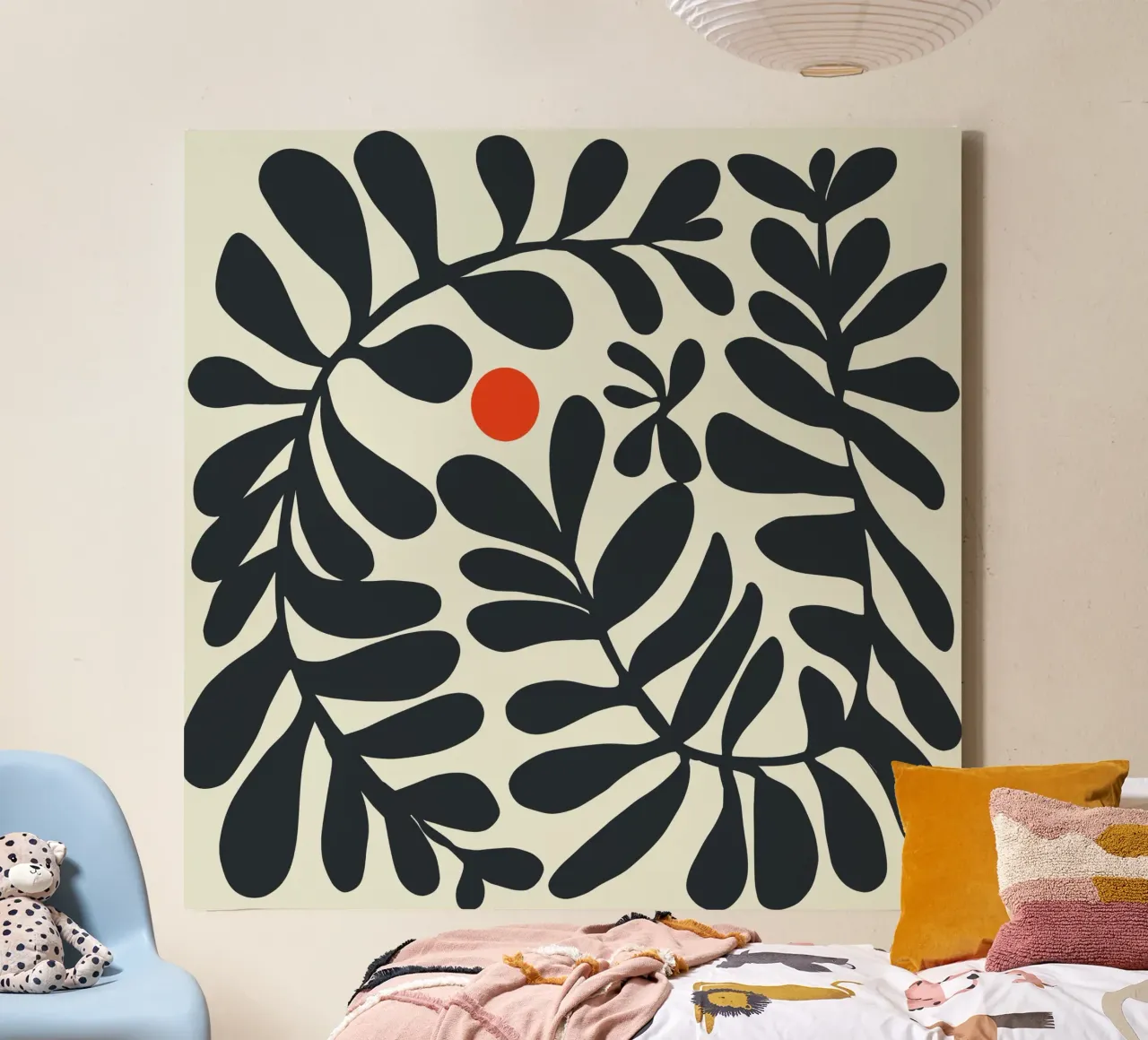 Bladeren en zon 04 canvas met Baklijst van Little Dean
