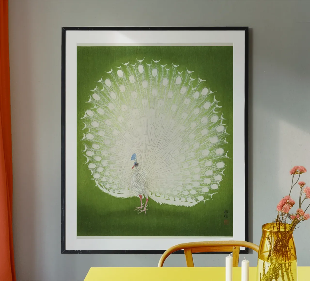 Il pavone di Ohara Koson (1925-1936) poster con telaio in alluminio da Art History