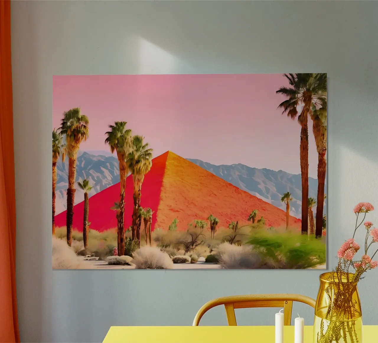 La Pyramide de la Joie poster con telaio in alluminio da ICONICA Art Studio