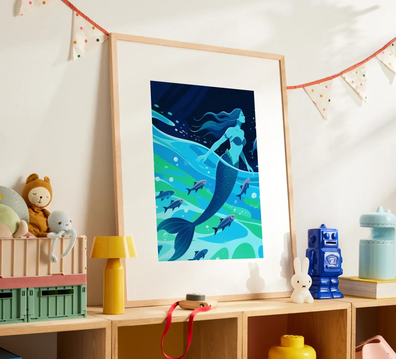 La sirena nuota sott'acqua poster da knowledge