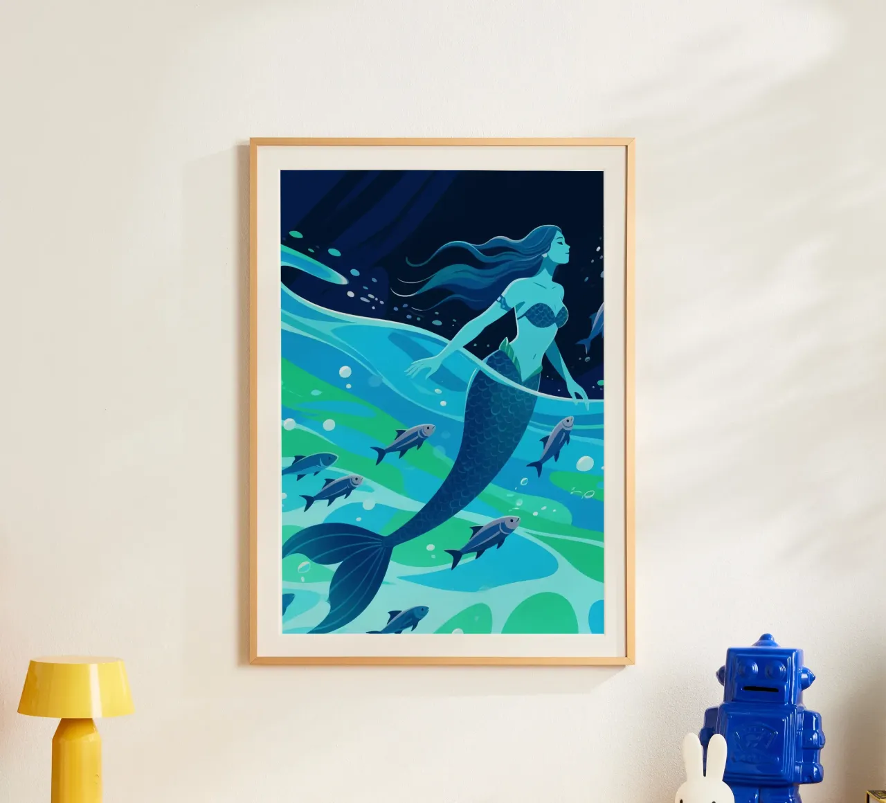 La sirena nuota sott'acqua poster da knowledge